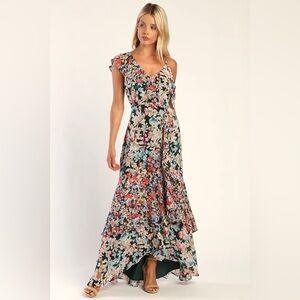 Lulu's Multicolor Floral Asymmetrical Dress